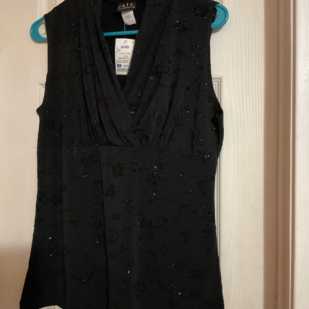 JKIA California brand new black sleeveless with shiny flower design